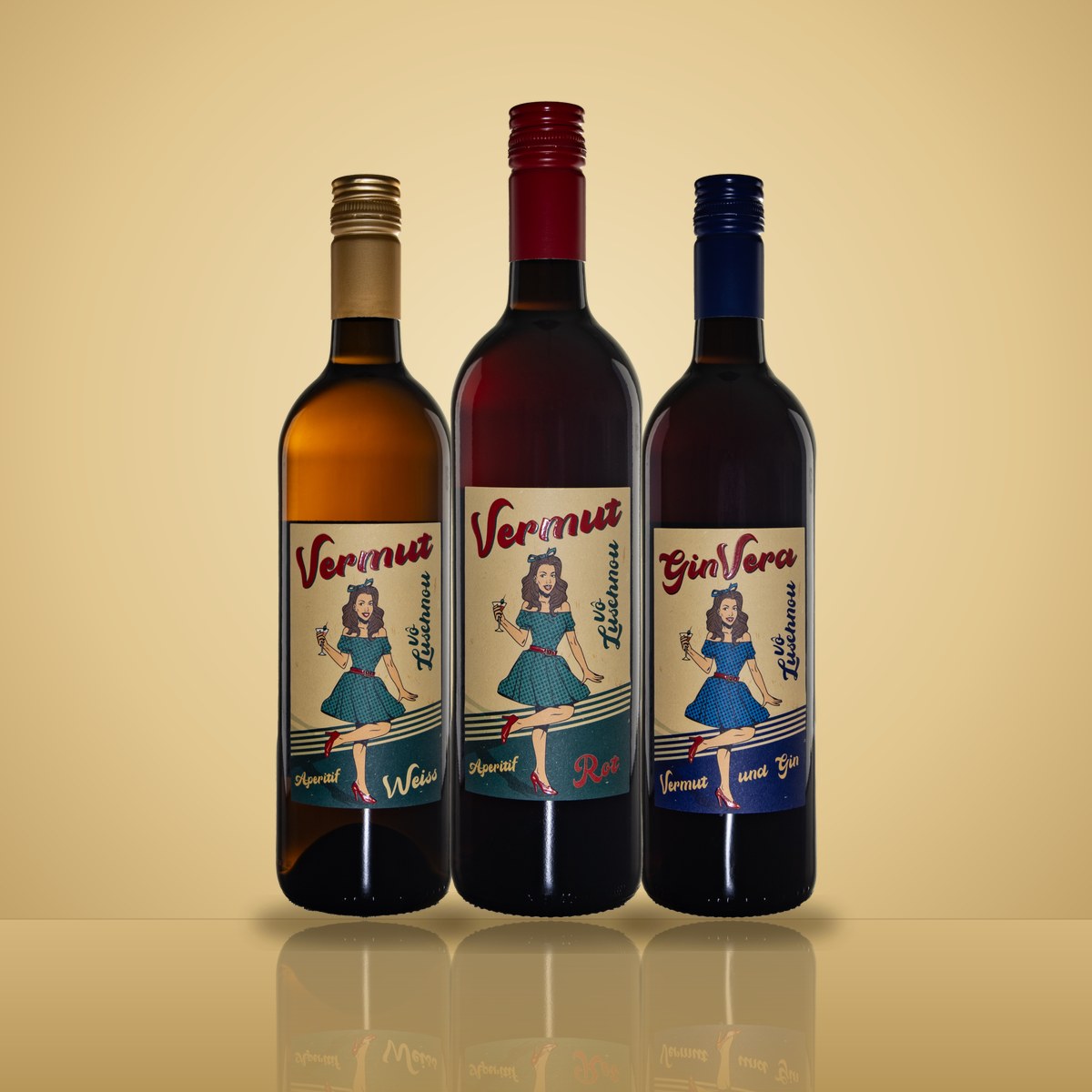 Vermut gemischt – Karton 3 × 0,75 l (Rot, Weiß, GinVera)