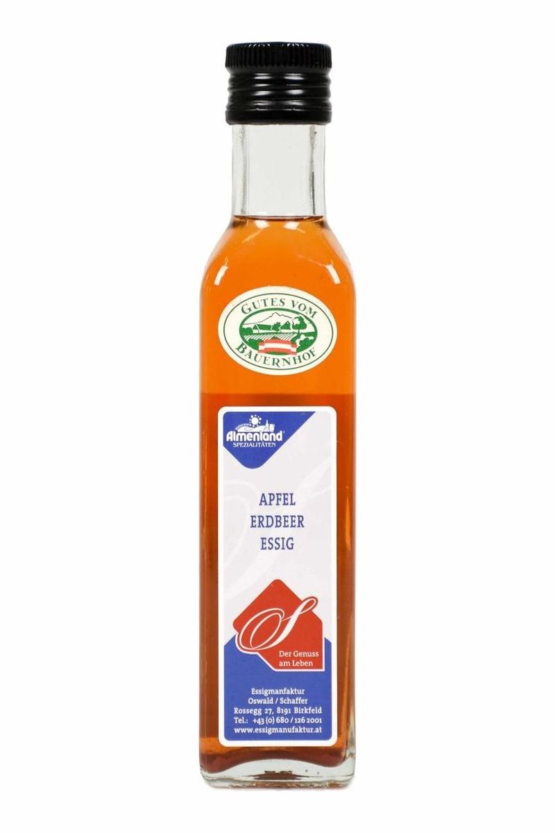 Apfel – Erdbeeressig naturtrüb Portionsflasche