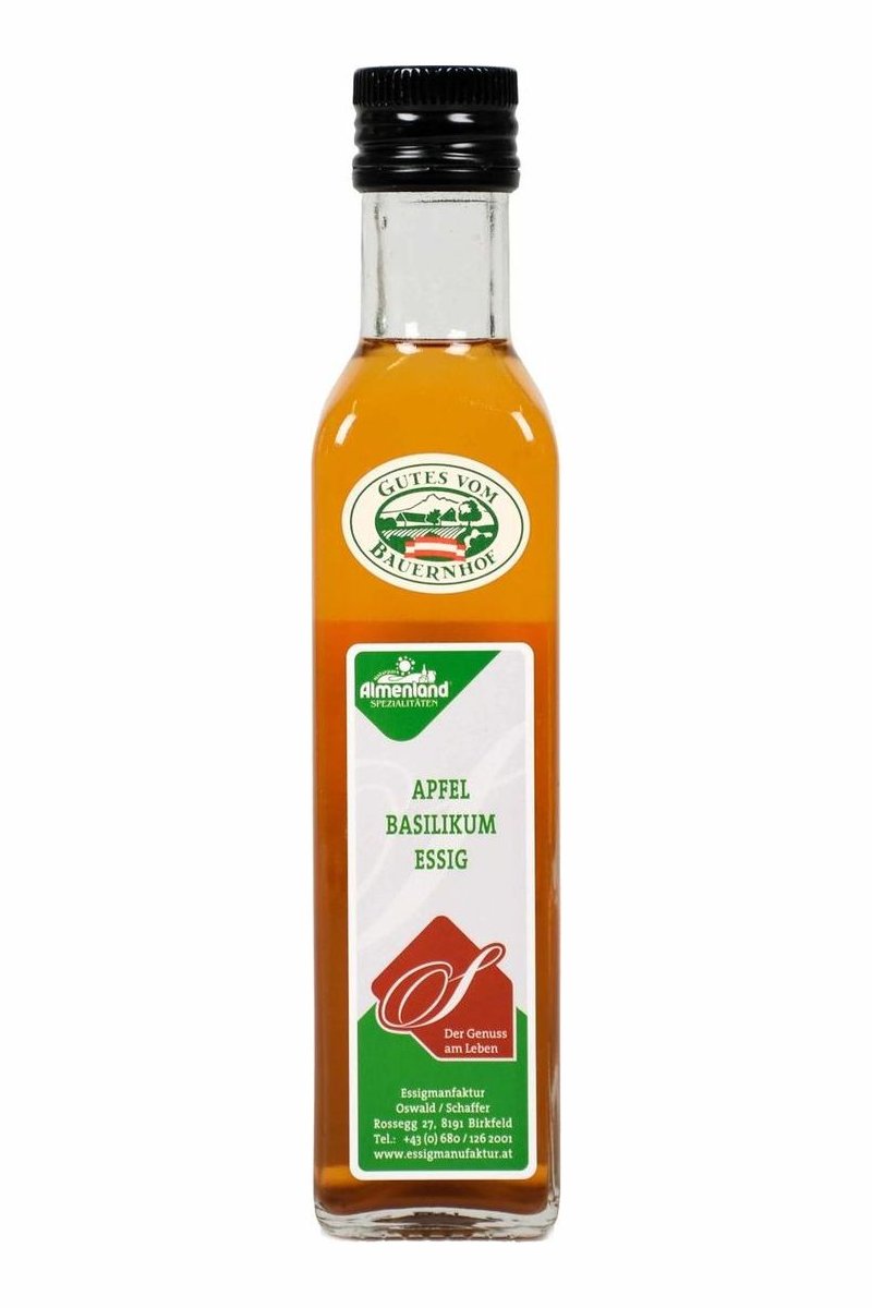 Apfel – Basilikumessig naturtrüb Portionsflasche